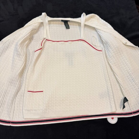 Lauren Ralph Lauren White Cardigan and Camisole Sweater Set - Picture 3 of 13